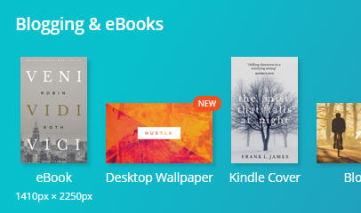 Escolha eBook ou Kindle Cover. Ambas as opções têm as mesmas dimensões.